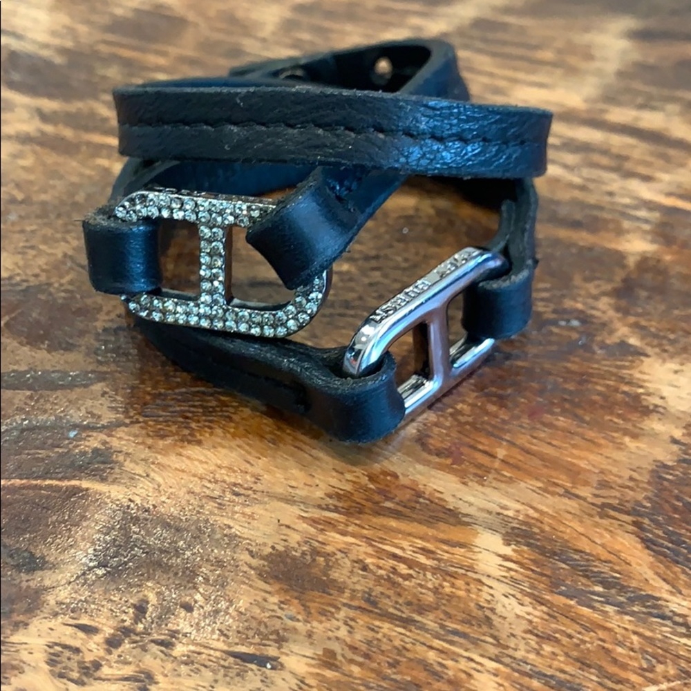 Tory Burch Black Leather Wrap Bracelet